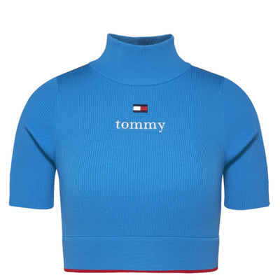 TOMMY CAPSULE Knitted Ribbed Mockneck Top
