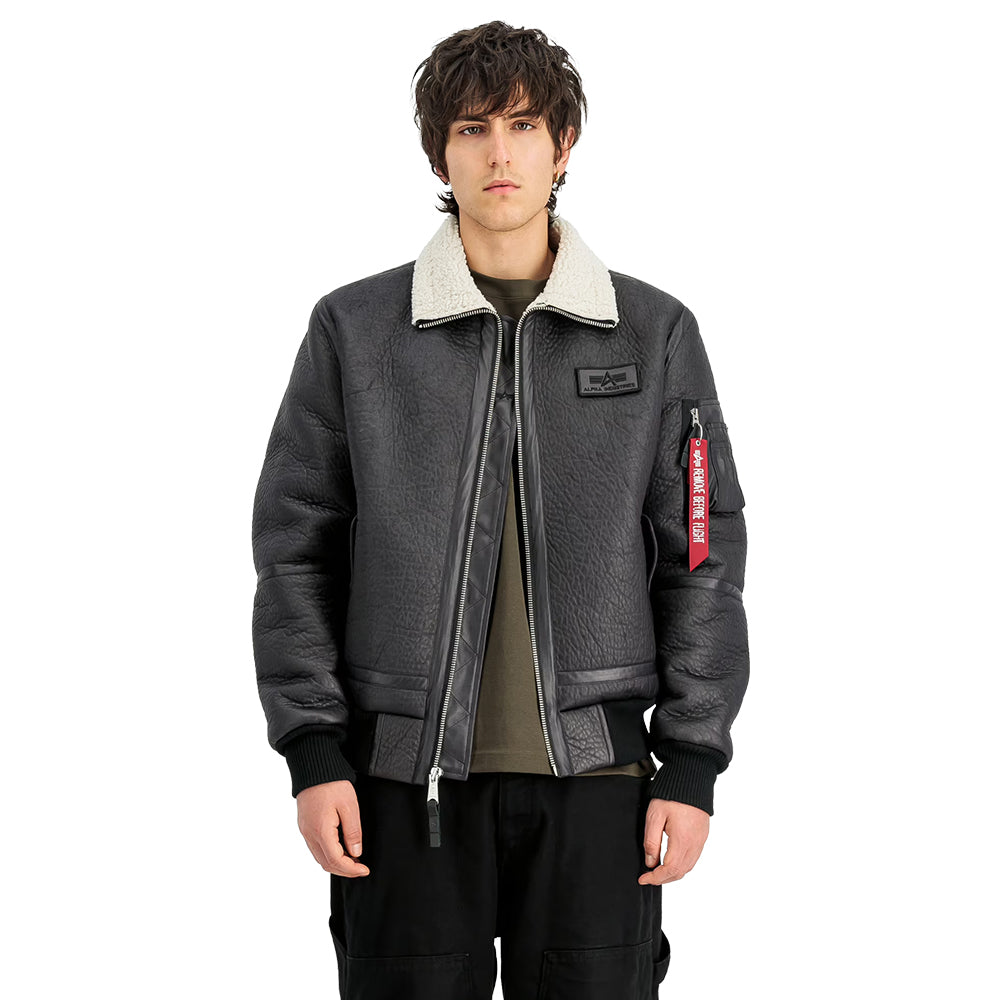 ALPHA INDUSTRIES B-15-3 Faux Leather Bomber Jacket