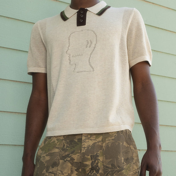 BRAIN DEAD Logo Head Pointelle Polo