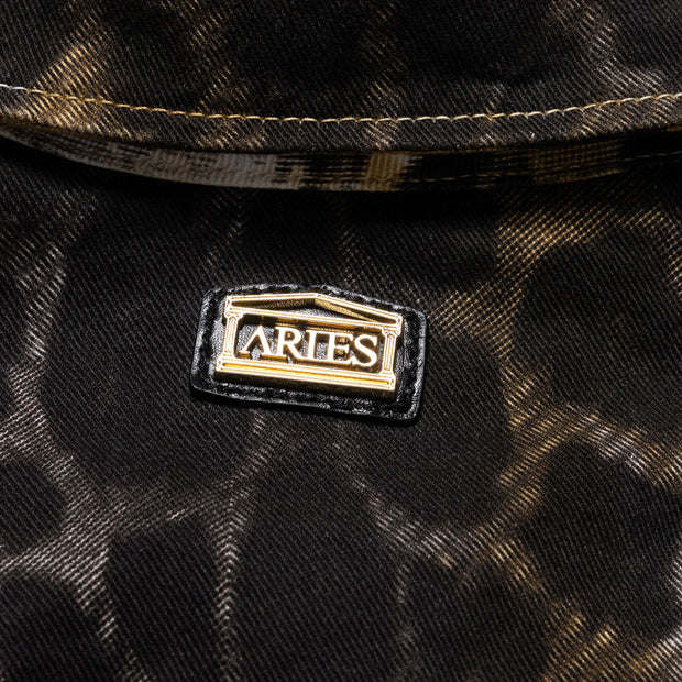 ARIES Leopard Zip-Through Denim Jacket