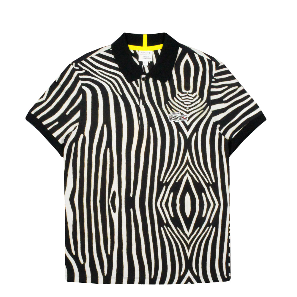 美品 ラコステ×NATIONAL GEOGRAPHIC ゼブラ ポロシャツ S Lacoste x National Geographic White Polo Shirt Mens Cotton